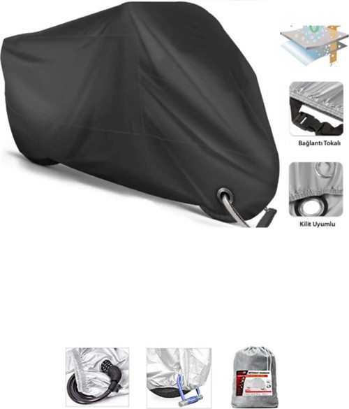 Asya Ghost 350 İçin Kilit Uyumlu Siyah Motosiklet Branda, Güvenli, Su Geçirmez