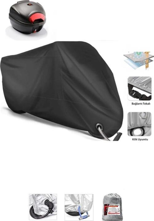 Kawasaki Eliminator 500 İçin Arka Çanta Ve Kilit Uyumlu Siyah Motosiklet Branda, Güvenli