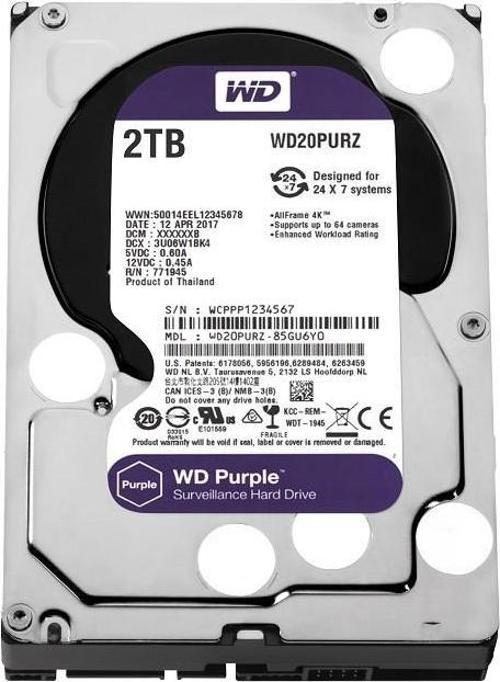 Wd 2Tb Purple 3,5" 64Mb 5400Rpm Wd20Purz Harddisk