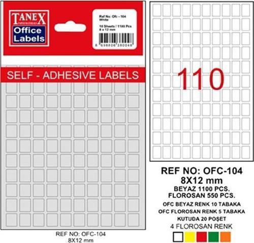 Ofis Etiketi Poşetli 8x12 MM Beyaz OFC-104