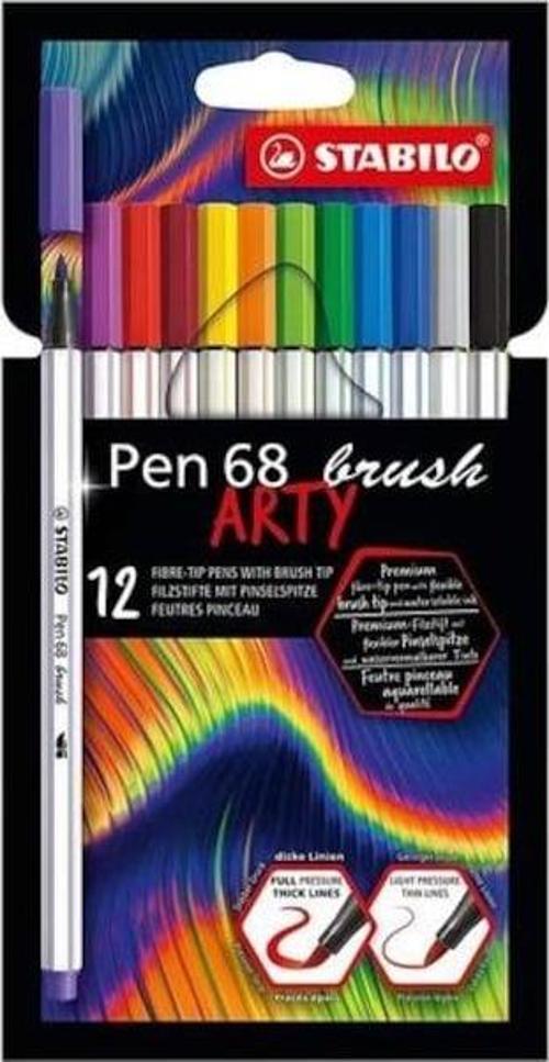 Keçe Uçlu Boya Kalemi Pen 68 Brush Arty 12 Renk