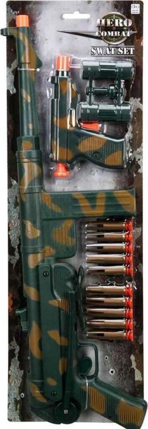 Asker Silah Set Mp40 Tüfek/Tabanca/Dürbün 10 Mermili