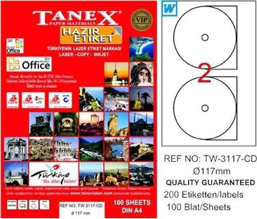 Cd Etiketi Laser-Copy-Inkjet 100 YP 117 MM TW-3117