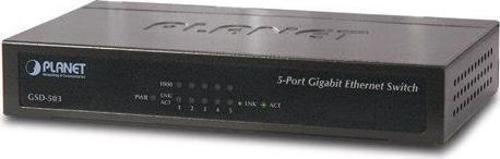 5 Port 10-100-1000BASE-T 01-Port Complies with IEEE 802.3, 10Base-T
