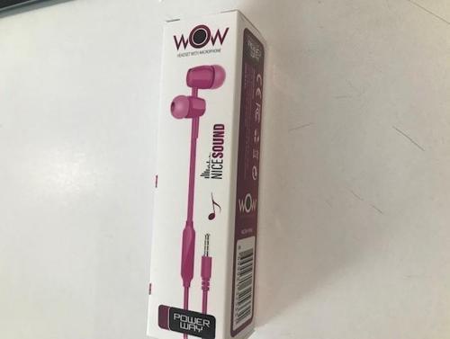WOW Pink Kulak İçi Mikrofonlu Ses Kontrolli Kulaklık