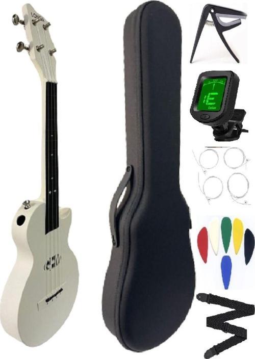 Carbon Fiber Ukulele Tam Profesyonel Ful Set Beyaz