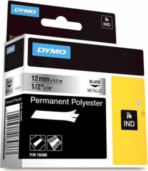 Rhino 18486 Polyester Şerit Metalik Gri/Siyah 12mm x 5,5mt