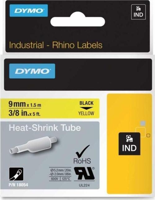 Rhino Pro Isıyla Küçülen Şerit 9mm x 1,5m Sarı/Siyah (18054)