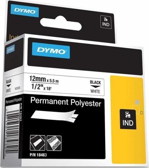 Rhino Pro Sabit Polyester Şerit 12mmx5,5m Beyaz/Siyah (18483)