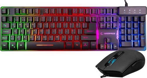 KM-RX9 Siyah USB Gökkuşağı Zemin Aydınlatmalı Croatian Layout Oyuncu Klavye Mouse Set