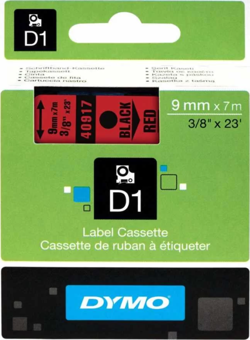 40917 Kırmızı/Siyah D1 Yedek Şerit (9 mm x 7 mt)
