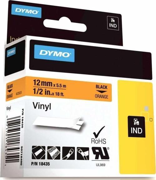 RhinoPRO 18435 Turuncu/Siyah Renkli Vinil Şerit 12 mm x 5,5 mt