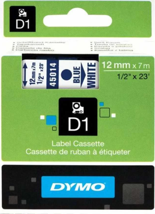 45014 Beyaz/Mavi D1 Yedek Şerit (12 mm x 7 mt)