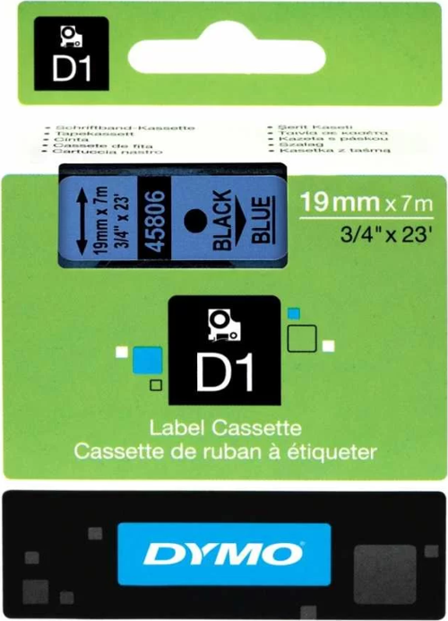 45806 Mavi/Siyah D1 Yedek Şerit (19 mm x 7 mt)