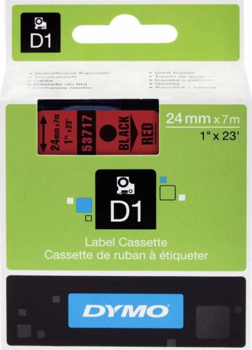 53717 Kırmızı/Siyah D1 Yedek Şerit (24 mm x 7 mt)