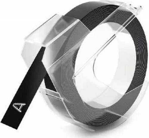 Siyah 3D Plastik Kabartma Yedek Şerit (9mm x 3mt)
