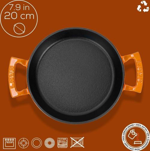Döküm Yuvarlak Sahan Döküm Demir Yekpare Çift Kulplu Çap(Ø)20cm