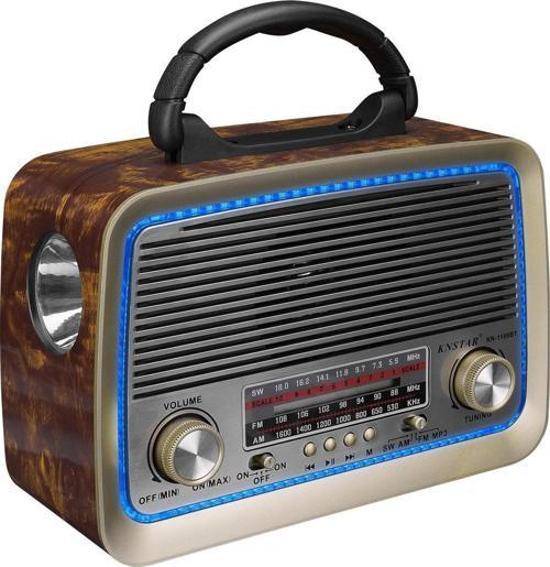 MDR-99 Ahşap Usb-TF Destekli Bluetooth FM-AM-SW 3 Band Klasik Radyo