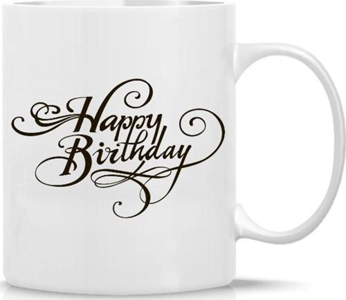 Kişiye Özel Happy Brithday Doğum Günü Özel Kulplu Süblimasyon Baskılı Porselen Kupa Bardak Düz Kulp