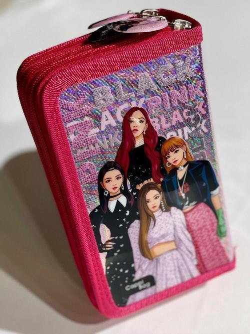 Cappi Bag Black Pink Girl Pembe 3 Fermuarlı Bölmeli Çocuk Okul Kalem Kutusu 19x11x6cm