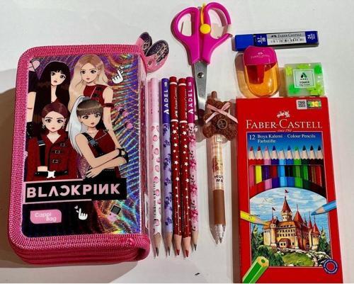 Cappi Bag Black Pink Pembe Renkli 3 Fermuarlı Bölmeli Çocuk Okul Kalem Kutusu Seti 19x11x6cm