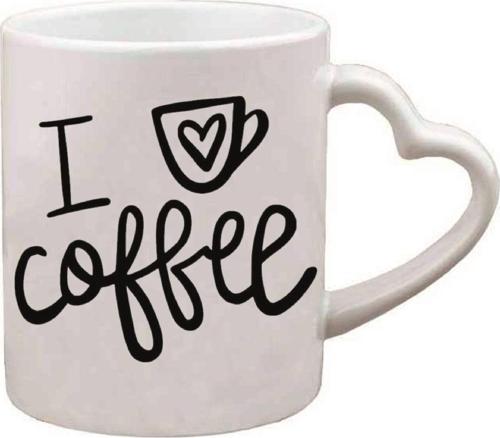 Kişiye Özel Love Coffee Özel Tasarım Hediye Kalp Kulplu Süblimasyon Baskılı Kupa Bardak