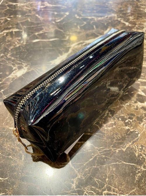 Lacivert Simli Parlak Çanta Okul Kalem Kutusu Makyaj Çanta Fermuarlı Plaj El Çantası 20x9x6cm
