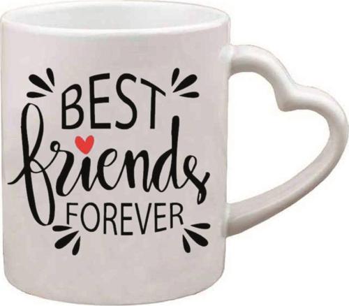 Kişiye Özel Best Friends Forever Renkli Kalp Kulp Süblimasyon Kaliteli Baskılı Porselen Kupa Bardak Kalpli
