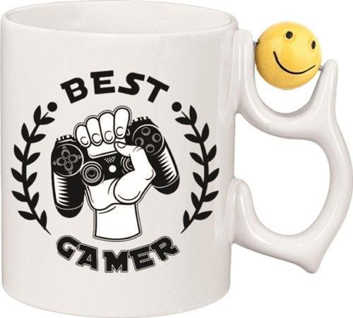 Kişiye Özel Best Gamer Gülen Yüz Kulplu Süblimasyon Oyun Kolu Baskılı Beyaz Kupa Bardak
