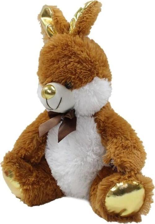Sevgililer Günü Kahverengi Gold Detaylı Uyku Arkadaşı Sevimli Tavşan Oyuncak Peluş 40cm Renkli