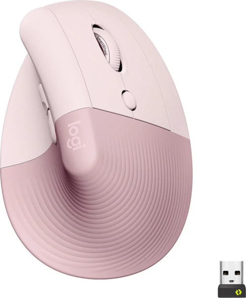 Lift Sessiz Kablosuz Ergonomik Dikey Mouse - Pembe