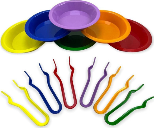 Aktarma Seti - Kase Ve Cımbızlar Set Montessori (6 Adet Kase 6 Adet Cımbız 12 Adet)