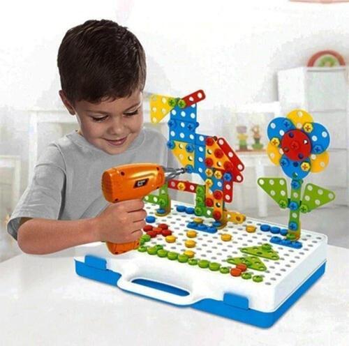 11B Matkaplı Vidalama Ve 3D Yaratıcı Mozaik Puzzle 198 Parça Creative Portable Box Yapı Lego Oyunu