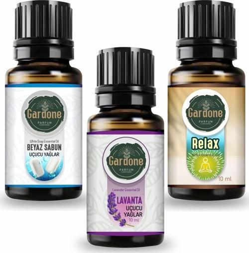 Lavanta + Beyaz Sabun + Relax (Oda Kokusu Aroma Terapi Buhurdanlık/Difüzör Yağı) 3 Adet x 10 ml