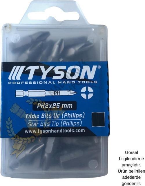 Tyson Vidalama Ucu Bits Uç - PH2 Yıldız - 2.5 cm. - 60 Adet