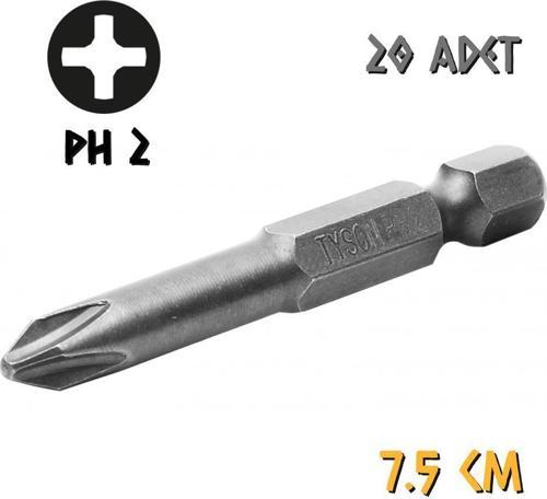 Tyson Vidalama Ucu Bits Uç - PH2 Yıldız - 7.5 cm. - 20 Adet