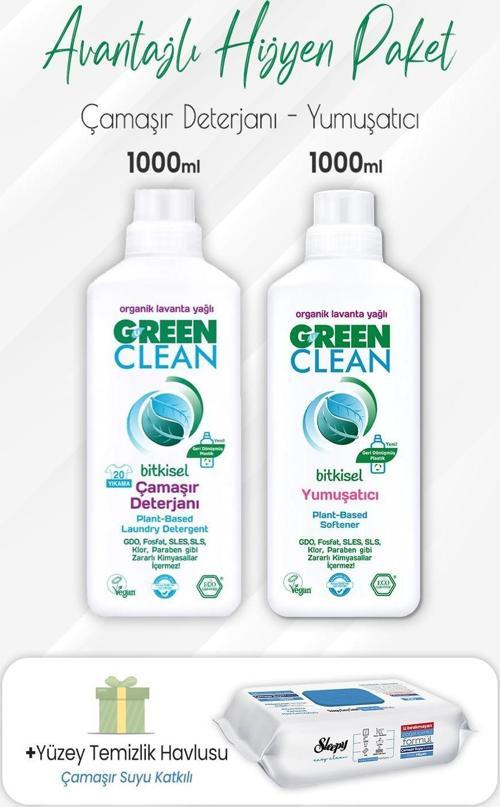 Deterjan, Yumuşatıcı 1 lt ve Çamaşır Sulu Yüzey Temizlik Havlusu 100' lü