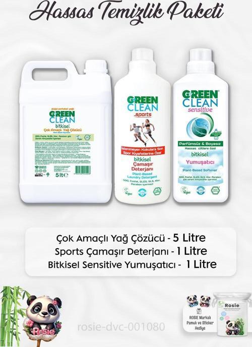 Yağ Çözücü 5 lt, Sports Çamaşır Deterjanı 1 lt, Yumuşatıcı 1 lt ve ROSIE