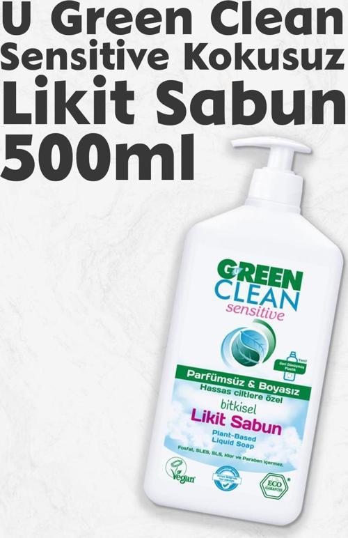 U Green Clean Organik Kokusuz Likit Sensitive Sabun 500 ML