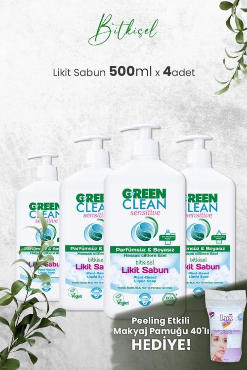 U Green Clean Organik Kokusuz Likit Sensitive Sabun 500 ML x 4 Adet ve Hediyeli