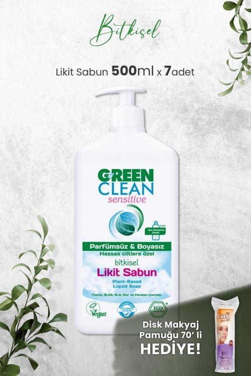 U Green Clean Organik Kokusuz Likit Sensitive Sabun 500 ML x 7 Adet ve Hediyeli