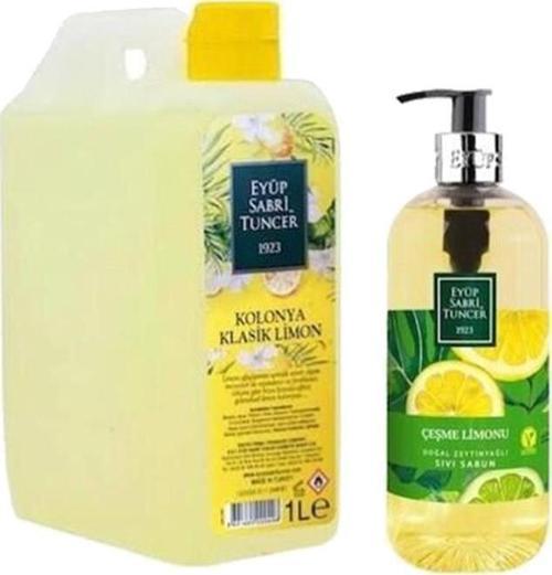 Klasik Limon Kolonyası Yedek Şişe 1 Lt ve Çeşme Limonu sıvı Sabun 500 ML