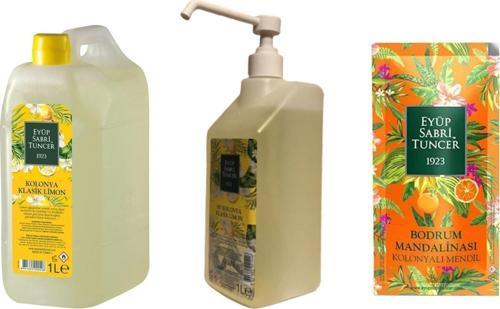 Limon Kolonyası Yedek ve Sprey Şişe 1 Lt, Bodrum Mandalinası Mendil