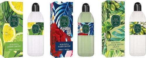Kolonya Çeşme Limonu, Paris Gecesi ve Ayvalık Zeytin Çiçeği Pet Şişe 400 ml