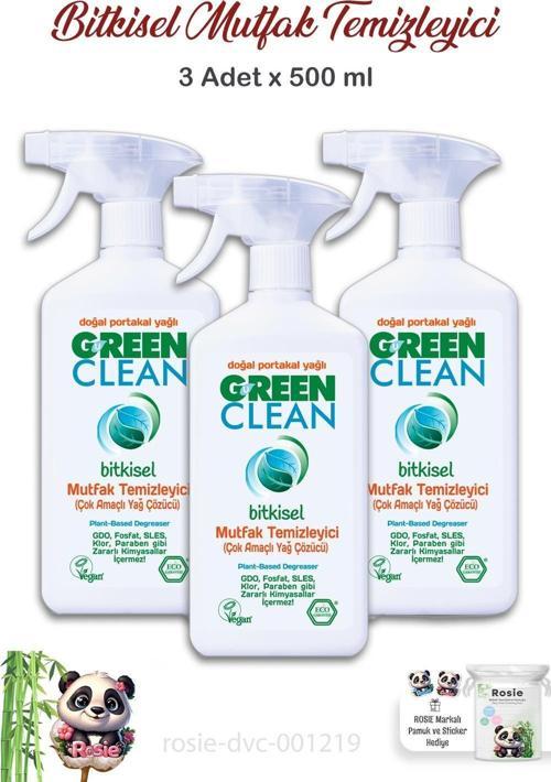 3 Adet Green Clean Bitkisel Mutfak Temizleyici 500 ml ve ROSIE