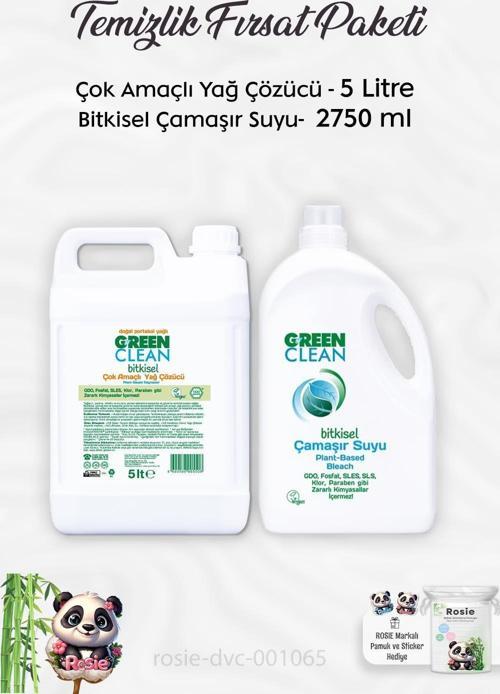 Bitkisel Çamaşır Suyu 2750 ml, Çok Amaçlı Yağ Çözücü 5 lt ve ROSIE