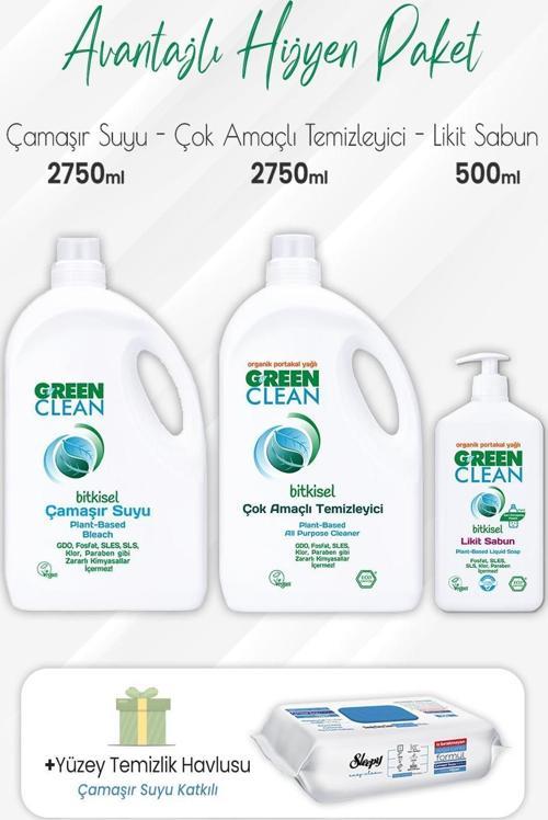 Çamaşır Suyu , Çok Amaçlı 2,75 lt, Likit Sabun 500 ml ve Çamaşır Sulu Yüzey 100' lü