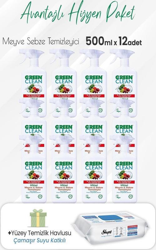 Meyve Sebze Temizleyici 500 ml x 12 Adet ve Çamaşır Sulu Temizlik Havlusu