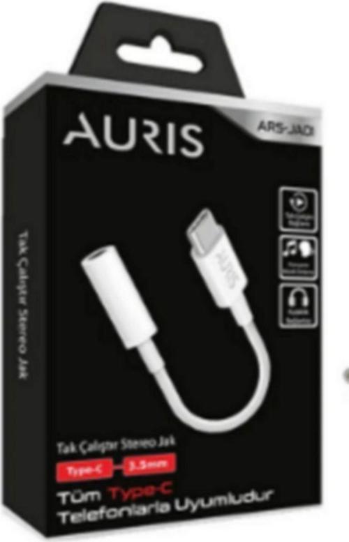 Auris Ja01 Type-C Jack Kablo Kulaklık Dönüştürücü 3.5 Mm Jack Girişli Ses Adaptörü 1 Ad Beyaz