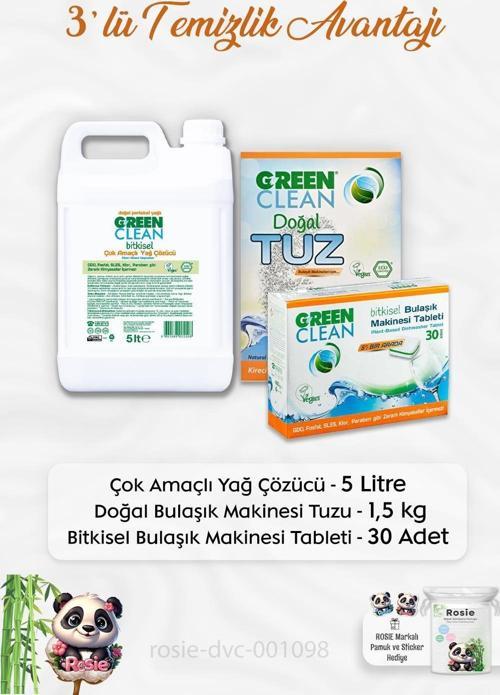 Yağ Çözücü 5 lt, B.Makinesi Tableti 30'lu, Makine Tuzu 1.5 kg ve ROSIE